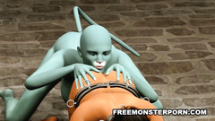 BDSM 3d porn cartoon - sexy brunette against evil creature