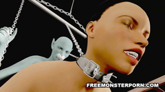 BDSM 3d porn cartoon - sexy brunette against evil creature