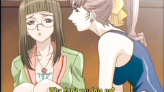 Two Japanese hentai sharing a cock