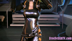 3D Futanari Assjob in Space