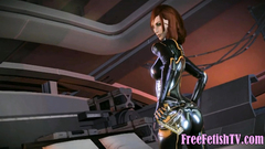 3D Futanari Assjob in Space