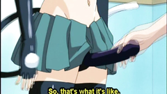 Bondage anime with muzzle threesome fucked