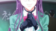 Busty hentai coeds group gangbang in the class