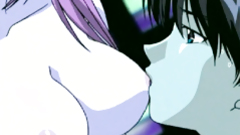 Sexy hentai gets licked her boobs