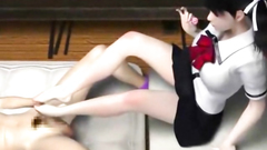 3D Busty Coed Footjob and Hard Sex!