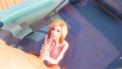 3D Busty Babe Gets Facial at the Pool!