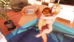 3D Busty Babe Gets Facial at the Pool!