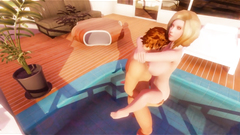 3D Busty Babe Gets Facial at the Pool!