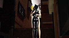 Lady Noir makes secret kisses with Mr Bug and warms up