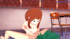Ochako Uraraka and Izuku Midoriya have deep fucking in the classroom. - My Hero Academia Hentai
