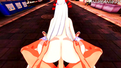 Daki in Demon Form Gets Her Big Ass Fucked by Tanjiro From Behind - Demon Slayer Hentai